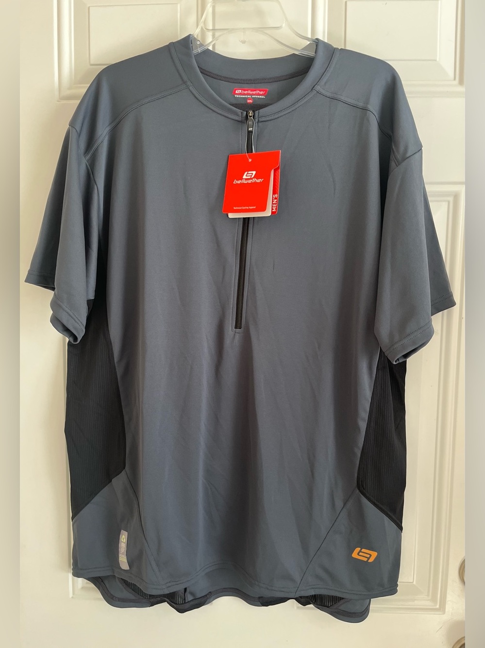 NWT Bellwether Cycling Jersey XXL Mens 1/2 Zip Short Sleeve Gray Technical Bike